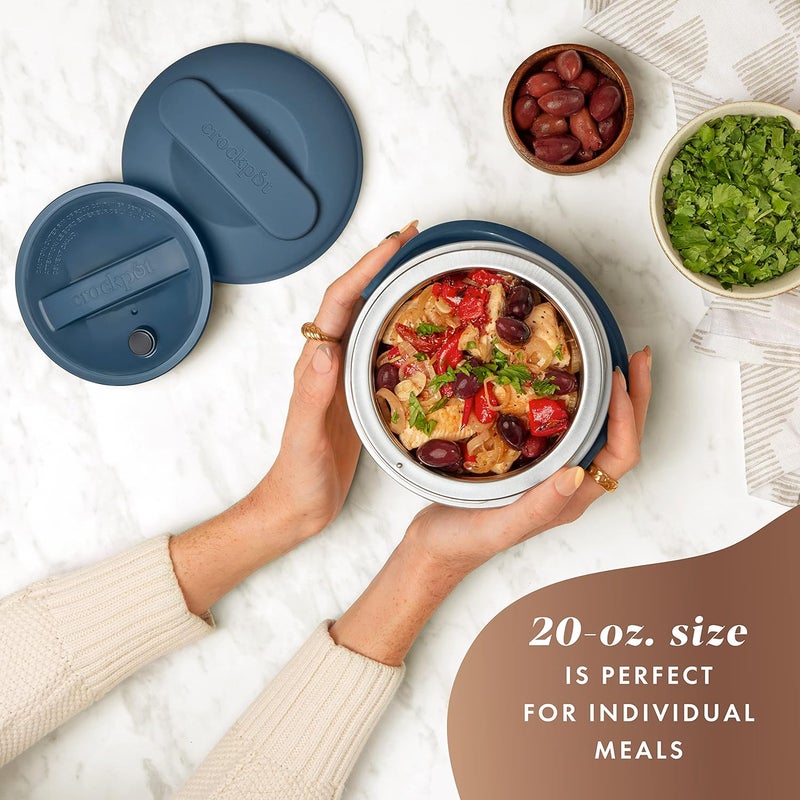 Crock-Pot 20-Ounce Electric Lunch Box, Portable Food Warmer, Faded Blue, Perfect for Travel, Car, On-the-Go, Keeps Food Warm, Spill-Free, Dishwasher-Safe, Ideal Gift for Men and Women - Image 2